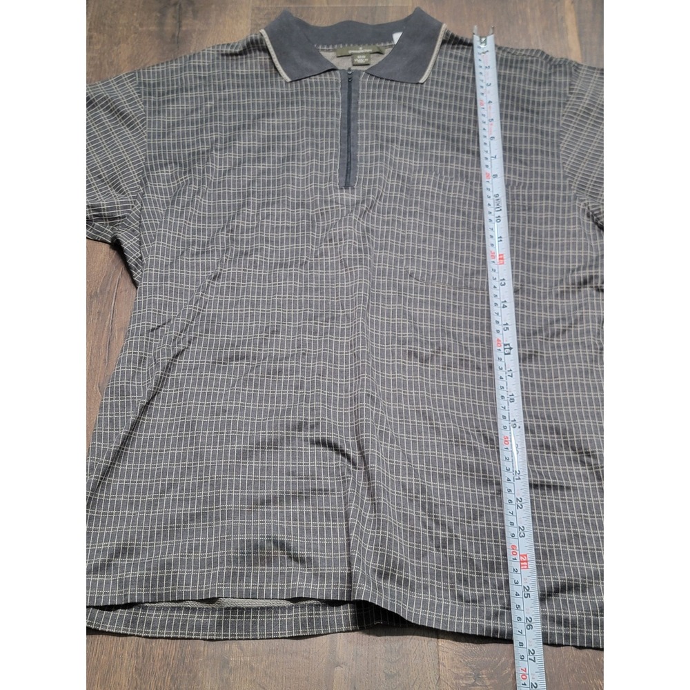 Ermenegildo Zegna Mens Grey Grid 1/4 Zip Polo Shirt Made in Italy Size M 50